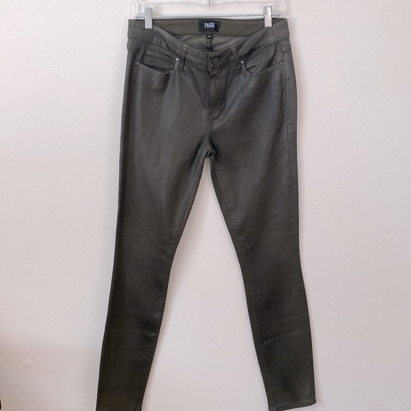 Paige Verdugo Ultra Skinny Jeans Army Green Luxe Coating Women's Size 31 - Picture 4 of 12